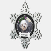 犬パーソナライズされた骨のペット写真 スノーフレークピューターオーナメント (右)