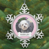 犬パーソナライズされた骨のペット写真 スノーフレークピューターオーナメント