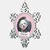犬パーソナライズされた骨のペット写真 スノーフレークピューターオーナメント (右)