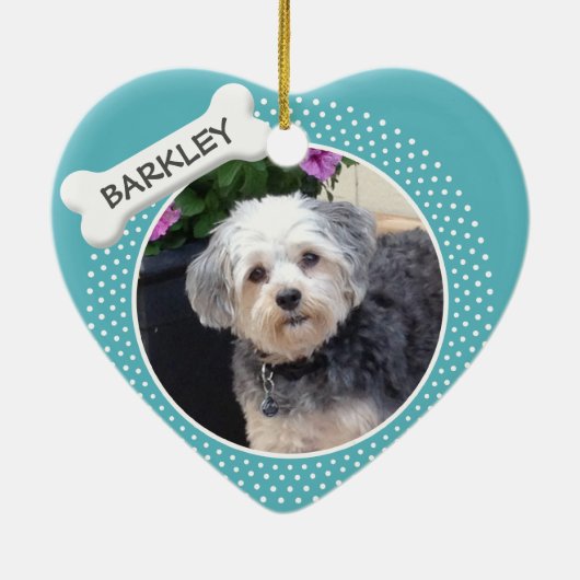 犬パーソナライズされた骨のペット写真 セラミックオーナメント (裏面)