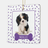 犬パーソナライズされた骨&ポープリントホリデーフォトペット セラミックオーナメント (左)