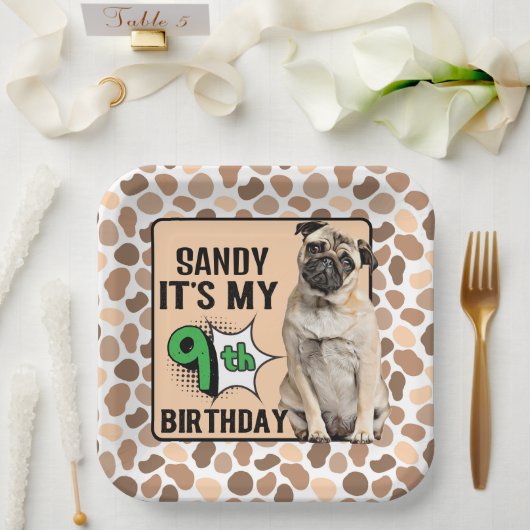 犬パーソナライズされた9th誕生日パーティー紙プレート ペーパープレート (ウェディング)