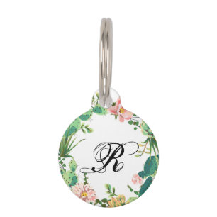 犬パーソナライズされたIDラベルボヘミアンサボテン多肉株 ペット　ネームタグ