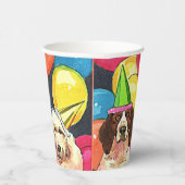 犬パーティーパーティー帽子と風船カラフル 紙コップ (右)