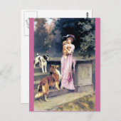 犬ビクトリアンペットの女性 ポストカード (正面/裏面)