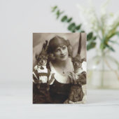 犬ビクトリアン風変わりを飼った女性 ポストカード (スタンド正面)