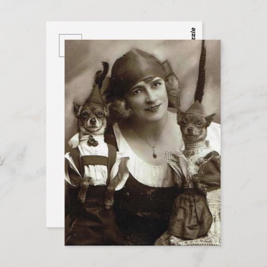 犬ビクトリアン風変わりを飼った女性 ポストカード (正面/裏面)