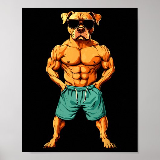 犬フィットネスボディビル犬 ポスター (正面)