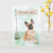 犬フランスのの手術感じ後にブルドッグの方が良い カード (黄色い花)