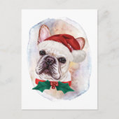 犬フランスの好きのクリスマスプレゼント シーズンポストカード (正面)