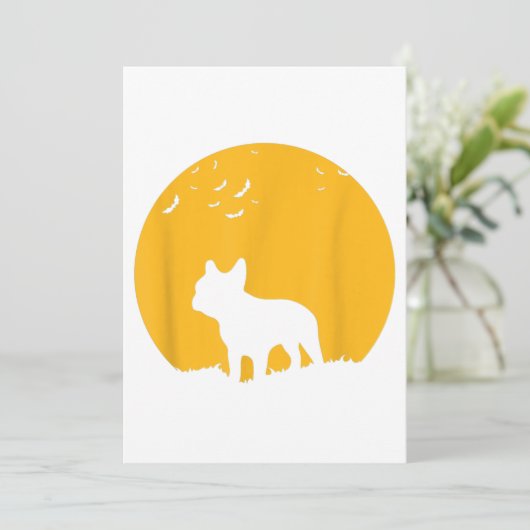 犬フランスの恋人のためのブルドッグムーンハロウィーンギフト 案内状 (スタンド正面)