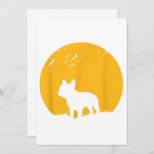 犬フランスの恋人のためのブルドッグムーンハロウィーンギフト 案内状 (正面/裏面)