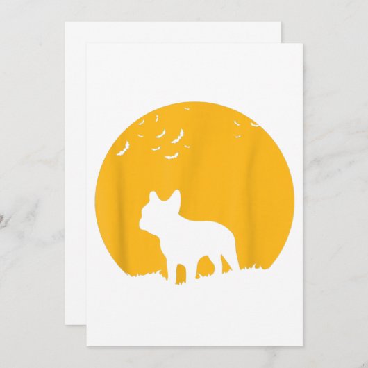 犬フランスの恋人のためのブルドッグムーンハロウィーンギフト 案内状 (正面/裏面)