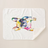 犬フランスの恋人のためのブルドッグ水彩手描き シェルパブランケット (正面(横))