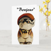 犬フランスの誕生日カード カード (黄色い花)