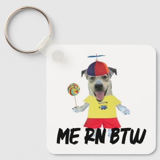 犬プロペラハット面白い引用 キーホルダー (正面)