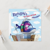 犬ヘリコプ飛んでいるタ誕生日 カード (正面/裏面インサイチュ)