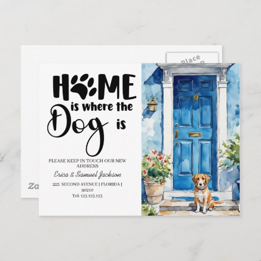犬ペットが移動!新しいアドレス発表 案内ポストカード (正面/裏面)