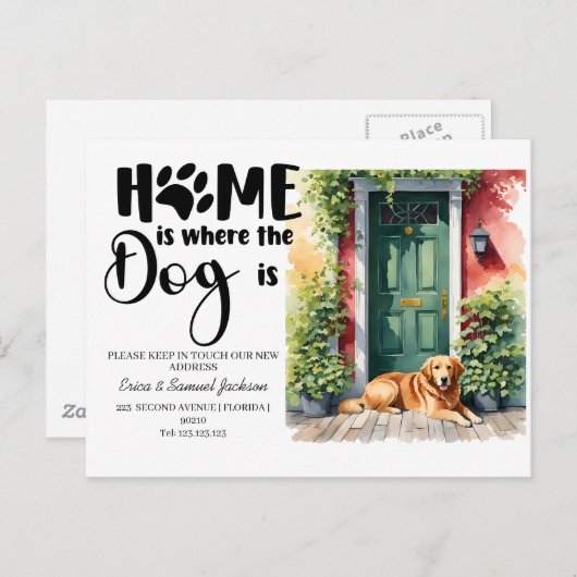 犬ペットが移動！新しいアドレス発表 案内ポストカード (正面/裏面)