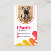 犬ペットインフルエンサー写真ソーシャルメディアQRコード 名刺 (正面)