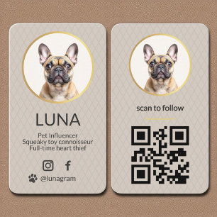 犬ペットフォトエレガント金ゴールドソーシャルメディアQRコード 名刺