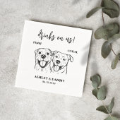 犬ペットラインアートドリンク2結婚つ スタンダードカクテルナプキン