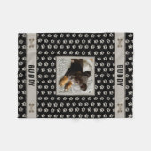 犬ペットラバーフォトポープリントブラックグレー フリースブランケット (正面(横))