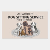 犬ペット座り水彩事業シールシート 長方形シール (正面)