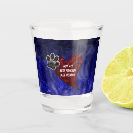 犬ペット最高の友友赤いハート子犬の前刷り ショットグラス (正面)