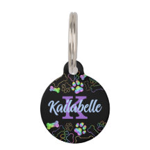 犬ホログラフィックレインボーグラデーションモノグラムペット用名札