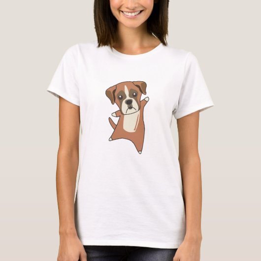 犬ボクサーかわいい子供へ犬 Tシャツ (正面)