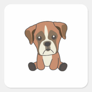 犬ボクサーの子犬の甘い子供へ犬の友人 スクエアシール
