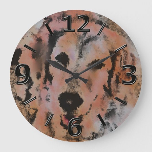 犬ポートレートサンディ ラージ壁時計 (正面)