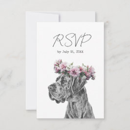 犬ポートレート白黒結婚ズ 出欠カード