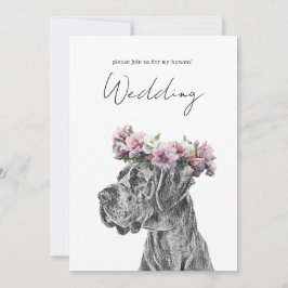 犬ポートレート白黒結婚ズ 招待状