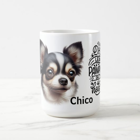 犬ポー離れプ私たちのハートChihuahua上にププリント コーヒーマグカップ (中央)