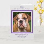 犬ママおもしろいハッピーバースデーかわいい犬ウンチ カード (黄色い花)