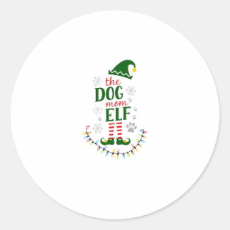 犬ママエルフ クリスマス 面白い犬好き クリスマス ラウンドシール