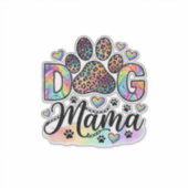 犬ママパウヒョウ柄レインボー水彩ハート_1 シール (正面)