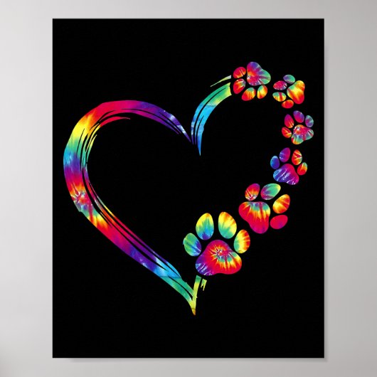 犬ママパパ子犬ラブドッグポープリントハートネクタイ ポスター (正面)