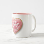 犬ママ 陶磁器 コーヒーマグ | ハートの足跡 ツートーンマグカップ (正面右)