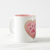 犬ママ 陶磁器 コーヒーマグ | ハートの足跡 ツートーンマグカップ (正面左)