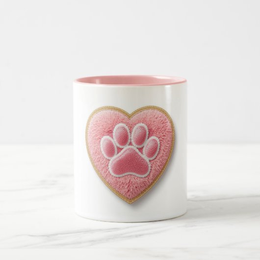 犬ママ 陶磁器 コーヒーマグ | ハートの足跡 ツートーンマグカップ (中央)