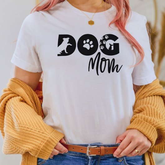 犬ママTシャツ - 犬のシルエット、足跡 Tシャツ