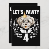 犬マルチーズイム4マルチーズ犬4歳の誕生日 招待状 (正面/裏面)