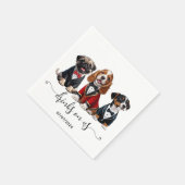 犬ミニマルの子犬のトリオ結婚飲み スタンダードカクテルナプキン (角)
