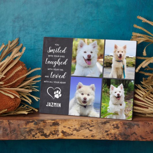 犬メモリアルギフト - ペットの死 思い出の品 犬の追悼 フォトプラーク (側面)