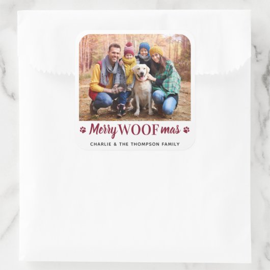犬メリーのペット写真からWOOFmasクリスマス スクエアシール (バッグ)