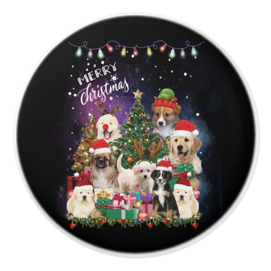 犬メリークリスマスライト セラミックノブ (正面)