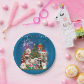 犬メリークリスマスライト ペーパープレート (パーティー)